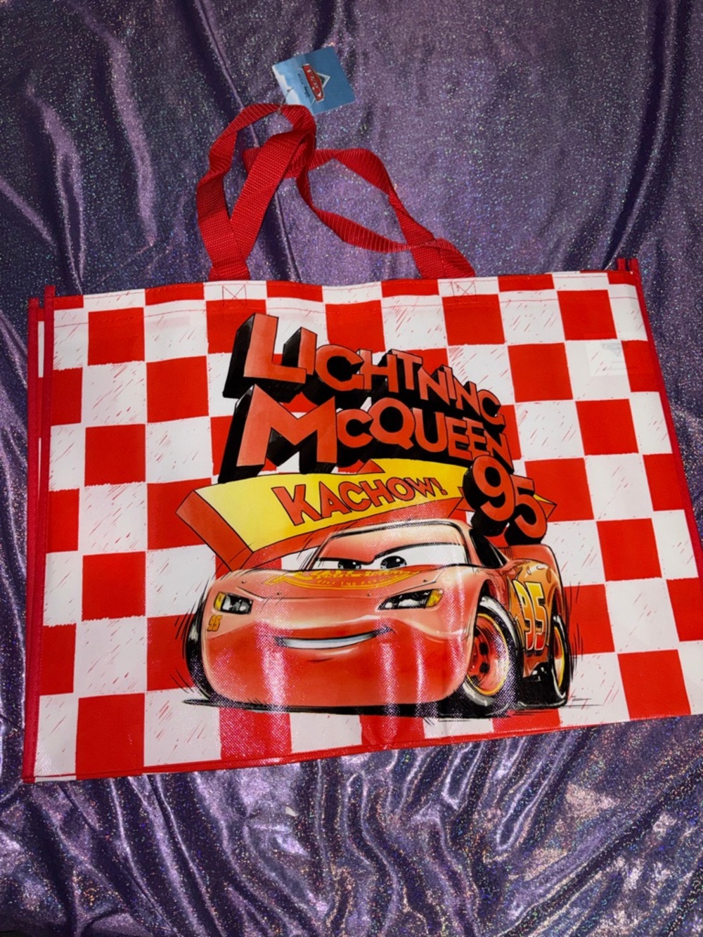 Lightning McQueen Large Reusable Tote Bag